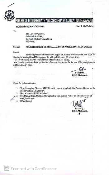 Annual Auction Notice for the year 202