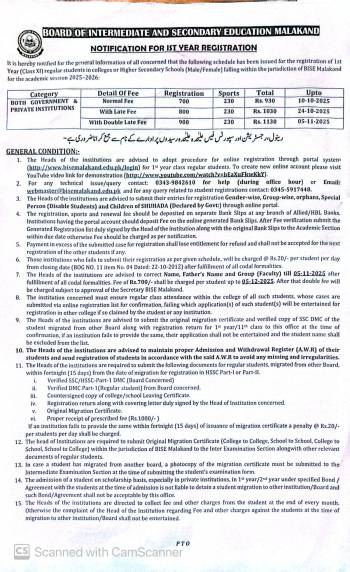 Notification: Registration 2025-2026