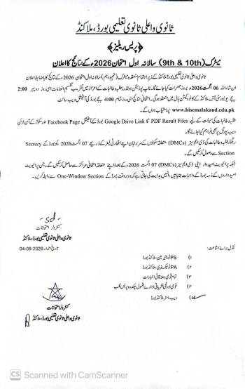 SSC (9th & 10th) Annual-I Examination 